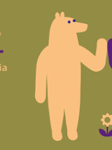 Baner promujący wydarzenie. Nazwa wydarzenia. Dodatkowo na zielonym tle rysunek dwóch misiów (jasnobrązowego i fioletowego), a między nimi kwiatek jasnobrązowy z fioletową łodyżką i listkami. Jasny miś ma fioletowe oczka.