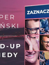 Baner promujący wydarzenie. Nazwa wydarzenia i zdjęcie artysty.