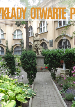 Baner promujący wydarzenie. Nazwa wydarzenia i data. w Tye zdjęcie dziedzińca PTPN na którym widnieje pomnik Adama Mizkiewicza w otoczeniu zieleni krzewów i kwiatów.