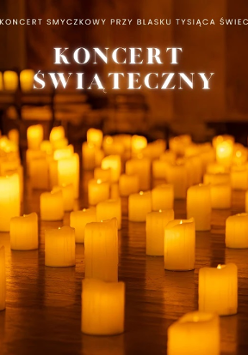 Baner promujący wydarzenie. Nazwa wydarzenia na tle wielu świec.
