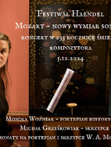 Baner promujący wydarzenie. Nazwa wydarzenia i zdjęcie artysty.