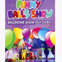 Baner promujący wydarzenie. Nazwa wydarzenia, na scenie pięć postaci i wiele różnokolorowych balonów.