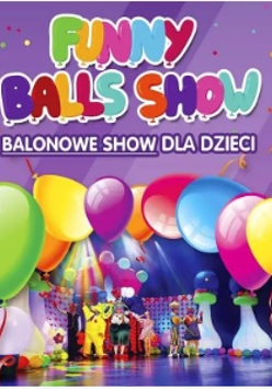 Baner promujący wydarzenie. Nazwa wydarzenia, na scenie pięć postaci i wiele różnokolorowych balonów.