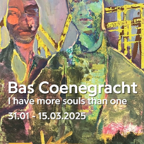 Baner promujący wydarzenie. Nazwa wydarzenia. W tle jeden z obrazów artysty.