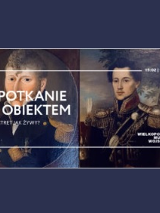 Baner promujący wydarzenie. Nazwa wydarzenia i 2 portrety w tle.