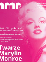 Baner promujący wydarzenie. Nazwa wydarzenia, data i zdjęcie Marylin Monroe.