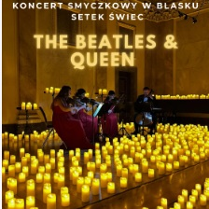 Baner promujący wydarzenie. Nazwa wydarzenia. W tle fortepian i świece oraz kwartet muzyków na scenie.