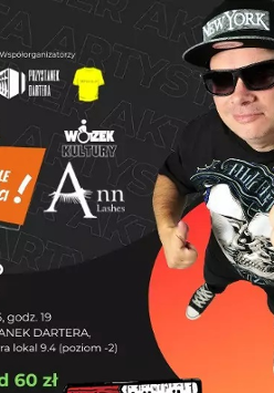 Baner promujący wydarzenie. Nazwa wydarzenia, data i zdjęcie Artysty.