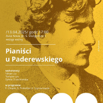 Baner promujący wydarzenie. Nazwa wydarzenia i data. Wizerunek Paderewskiego.