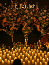 Baner promujący wydarzenie. Nazwa wydarzenia. W tle świece oraz kwartet smyczkowy na scenie.