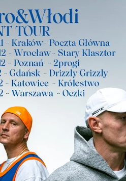 Baner promujący wydarzenie. Nazwa wydarzenia i zdjęcie artystów.