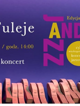 Baner promujący wydarzenie. Nazwa wydarzeania i zdjęcie osób artystycznych.