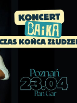 Baner promujący wydarzenie. Nazwa wydarzeania i zdjęcie osób artystycznych.