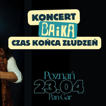 Baner promujący wydarzenie. Nazwa wydarzeania i zdjęcie osób artystycznych.