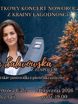 Baner promujący wydarzenie. Nazwa wydarzeania i zdjęcie osoby artystycznej.