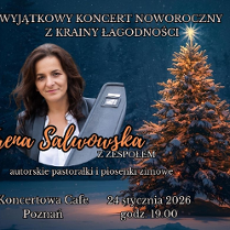 Baner promujący wydarzenie. Nazwa wydarzeania i zdjęcie osoby artystycznej.