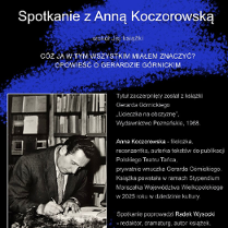 Baner promujący wydarzenie. Nazwa wydarzeania i zdjęcie osoby pisarskiej.