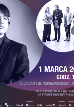 Baner promujący wydarzenie. Nazwa wydarzeania i zdjęcie osób artystycznych.