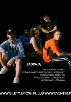 Baner promujący wydarzenie. Nazwa wydarzeania i zdjęcie osób artystycznych.