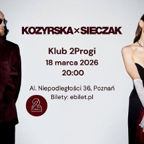 Baner promujący wydarzenie. Nazwa wydarzeania i zdjęcie osób artystycznych.