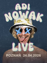 Baner promujący wydarzenie. Nazwa wydarzeania i zdjęcie osoby artystycznej.