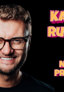 Baner promujący wydarzenie. Nazwa wydarzeania i zdjęcie osoby artystycznej.