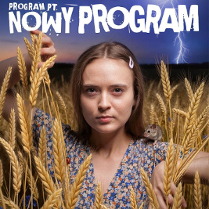 Baner promujący wydarzenie. Nazwa wydarzeania i zdjęcie osoby artystycznej.