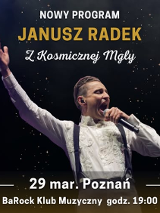 Baner promujący wydarzenie. Nazwa wydarzeania i zdjęcie osoby artystycznej.