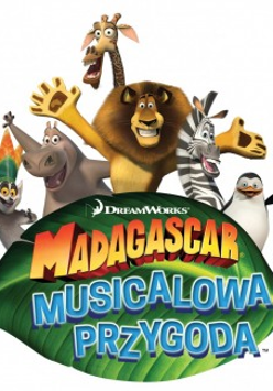 Nazwa wydarzenia i wizerunki zwierzaków z kreskówki Madagaskar.