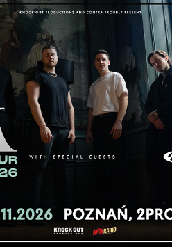 Baner promujący wydarzenie. Nazwa wydarzenia i zdjęcie osób artystycznych.