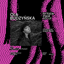 Baner promujący wydarzenie. Nazwa wydarzenia i zdjęcie osoby artystycznej.