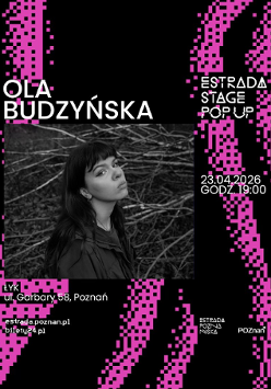 Baner promujący wydarzenie. Nazwa wydarzenia i zdjęcie osoby artystycznej.