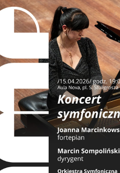 Baner promujący wydarzenie. Nazwa wydarzenia i zdjęcie osoby artystycznej.