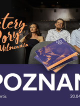 Baner promujący wydarzenie. Nazwa wydarzenia i zdjęcie osób artystycznych.