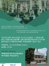 Dwa zdjęcia budynków. Zielone tło. Informacje dotyczące wydarzenia zawarte w treści artykułu.