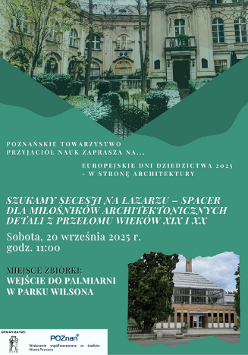 Dwa zdjęcia budynków. Zielone tło. Informacje dotyczące wydarzenia zawarte w treści artykułu.