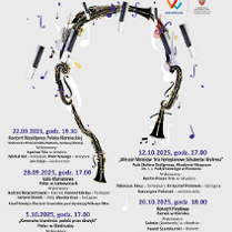 Kontur głowy człowieka wykonany z instrumentów. Wokół grafiki nut. Szczegółowe informacje na temat wydarzeń organizowanych w ramach VI Międzynarodowego Festiwalu Muzyki Kameralnej imienia Józefa Madei. Loga organizatorów i partnerów. Informacje na temat wydarzenia zawarte w treści artykułu.