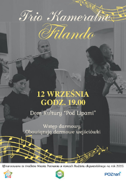 W tle trójka muzyków grająca na instrumentach w pomieszczeniu. Zdjęcie czarno-białe. Z przodu żółte napisy. Szczegółowe informacje w treści w artykułu.