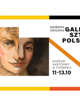 Kolorowa grafika, która przedstawia obrys biletu do muzeum. W nim wpisano połowę dwóch obrazów, które w sumie przedstawiają portret.