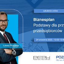 Grafika zapraszająca na szkolenie Biznesplan - podstawy dla przyszłych przedsiębiorców