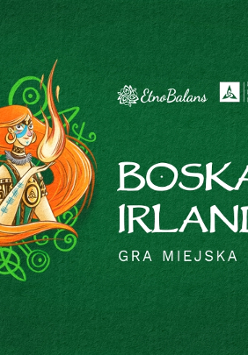 rudowłosa kobieta ubrana w irlandzki strój i trzymająca w dloni płomień
