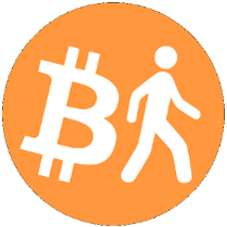 Rysunek ludzika wpisany w logotyp waluty bitcoin.