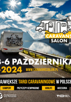 Zdjęcie kampera, który jedzie górską trasą, na zdjęciu napisy informujące o wydarzeniu.