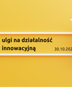 Grafika promocyjna bezpłatnego szkolenia pod tytułem CIT - ulgi na działalność innowacyjną. Szkolenie odbędzie się 30 października 2023 r. w godzinach 17:00-19:00. Szkolenie poprowadzi przedstawiciel Wielkopolskiej Izby Doradców Podatkowych.