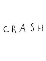 Czarny napis o treści crash stylizowany na ręczne pismo wielkimi literami, na białym tle.