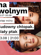 Baner, kadr fimu, zdjęcia twarzy aktorów, napisy informujące o wydarzeniu