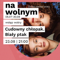 Baner, kadr fimu, zdjęcia twarzy aktorów, napisy informujące o wydarzeniu