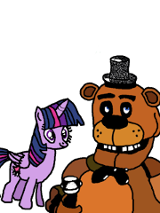 Grafika przedstawia bajkowe postacie, jednorożca i niedźwiadka.