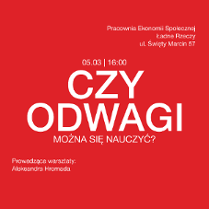 grafika ilustrująca. Tło grafiki w kolorze czerwonym, na nim białe napisy róznej wielkości.
