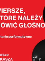 Fragment plakatu wydarzenia: tytuł spotkania na czerwonym tle i fragmenty zdjęć.